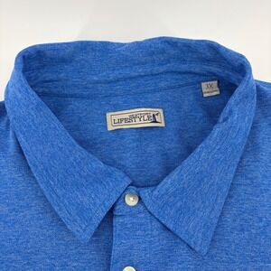 Westport Lifestyle Mens Blue Heathered Short Sleeve Polo Shirt Size‎ 3X